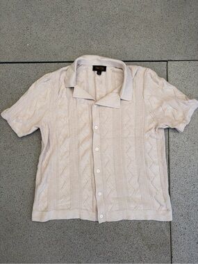 Truth Light Beige Knit Short-Sleeve Button Polo